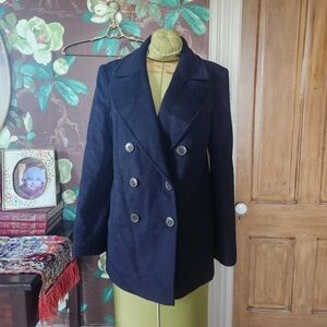 Ralph Lauren Black Label Wool Blend Double-Breasted Peacoat  Regal Navy  Size 8